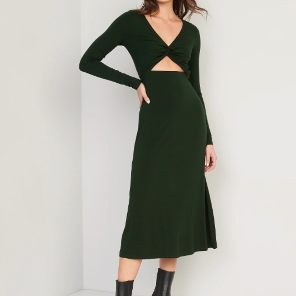 Old Navy Dark Green Long Sleeve Dress